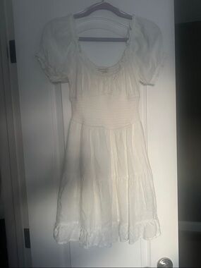 White Smocked Waist Dress